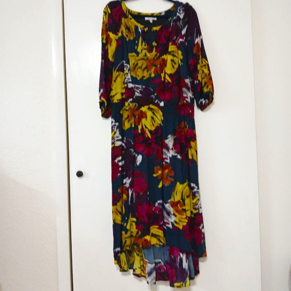 London Times Woman Floral Asymmetrical Hem Dress Size 20W